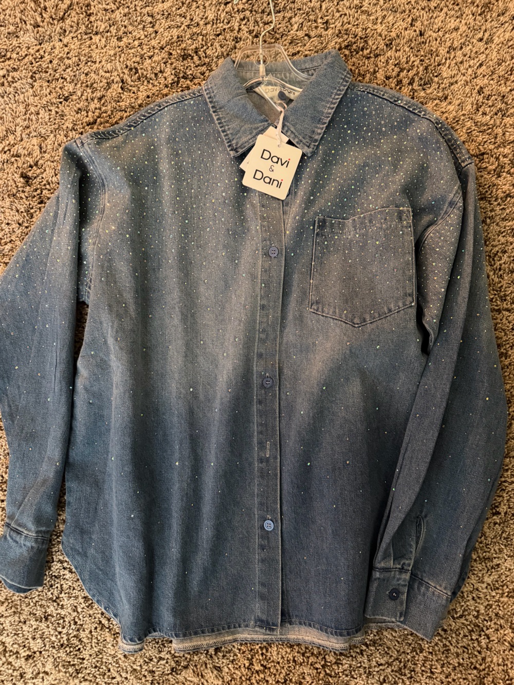 DAVI & DANI Blue Denim Jacket with Subtle White Speckle